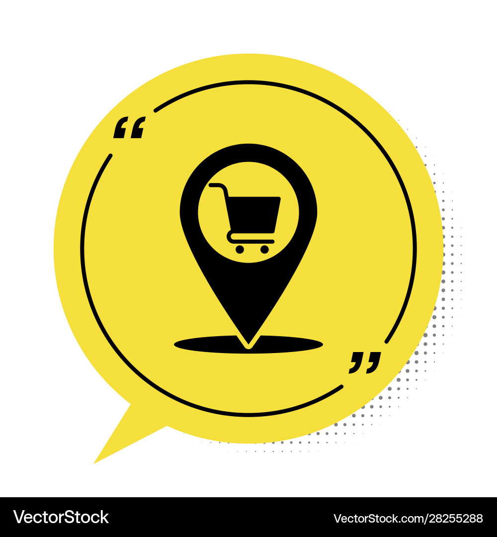 Black map pointer with shopping cart icon isolated Black map pointer with shopping cart icon isolated Vector Image