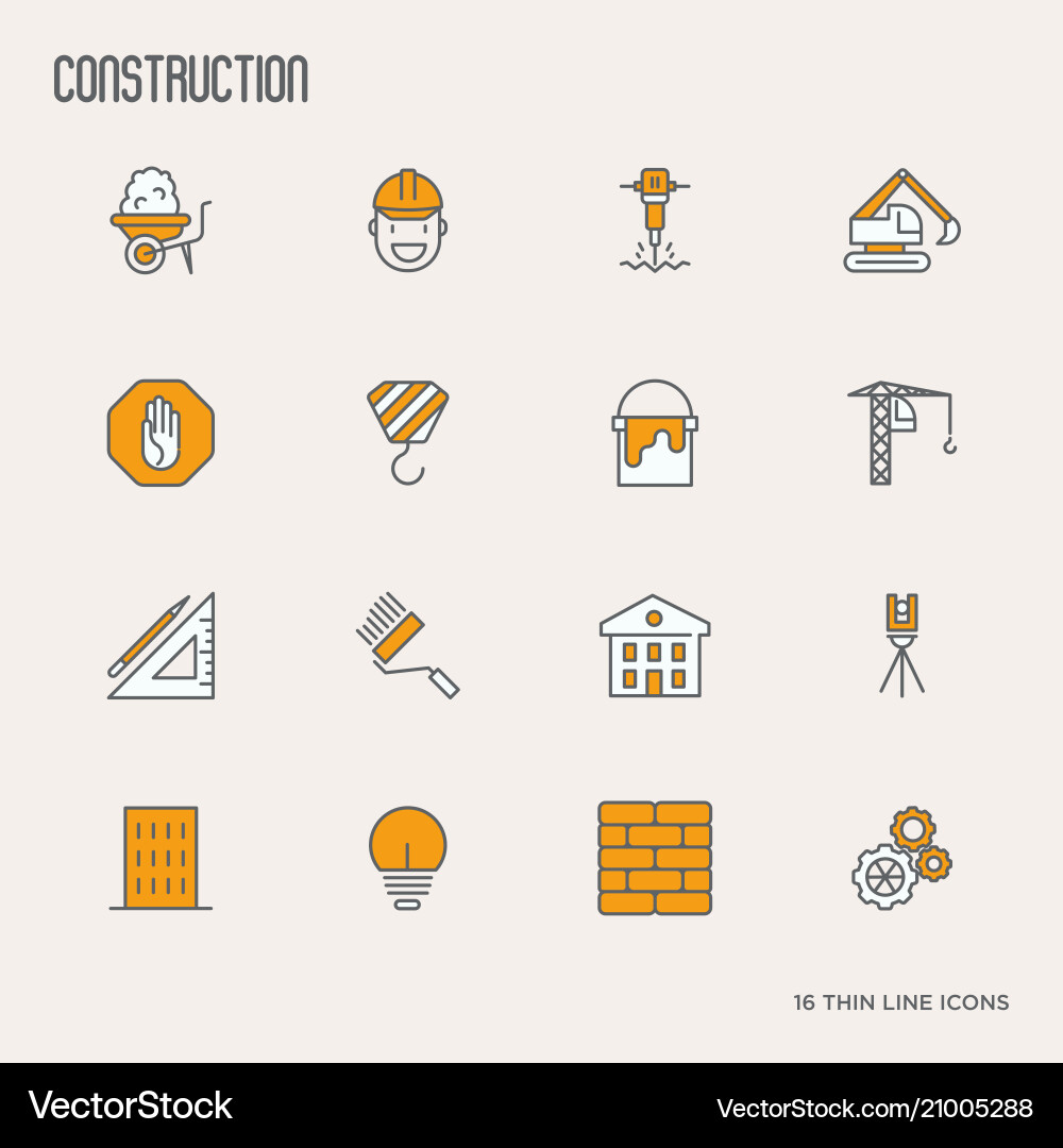 Building construction thin line icons Royalty Free Vector