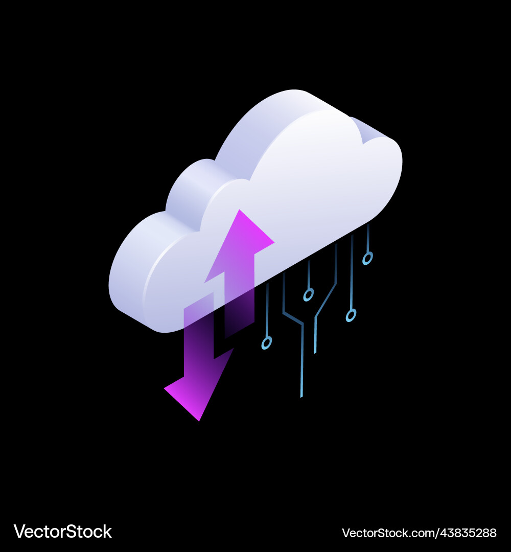 Cloud computing element data storage Cloud computing element data storage vector image