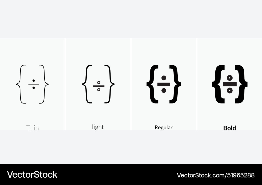 Code plus icon thin light regular and bold style Vector Image