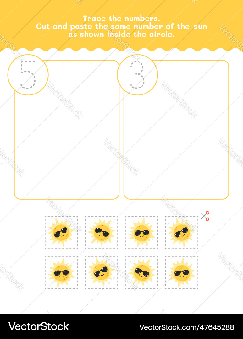 Five and three counting tracing number Vector Image