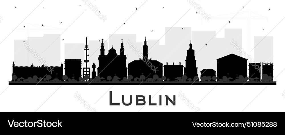 Lublin poland city skyline silhouette with black Lublin poland city skyline silhouette with black vector image