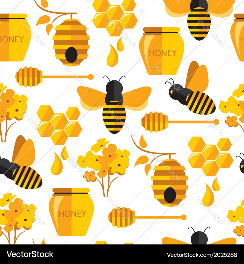 Seamless abstract pattern with bee and honey Vector Image