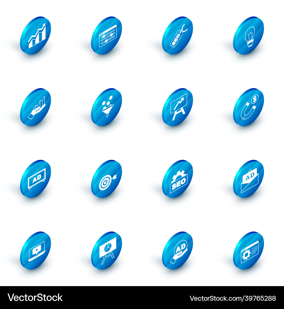 Set browser setting seo optimization light bulb Vector Image