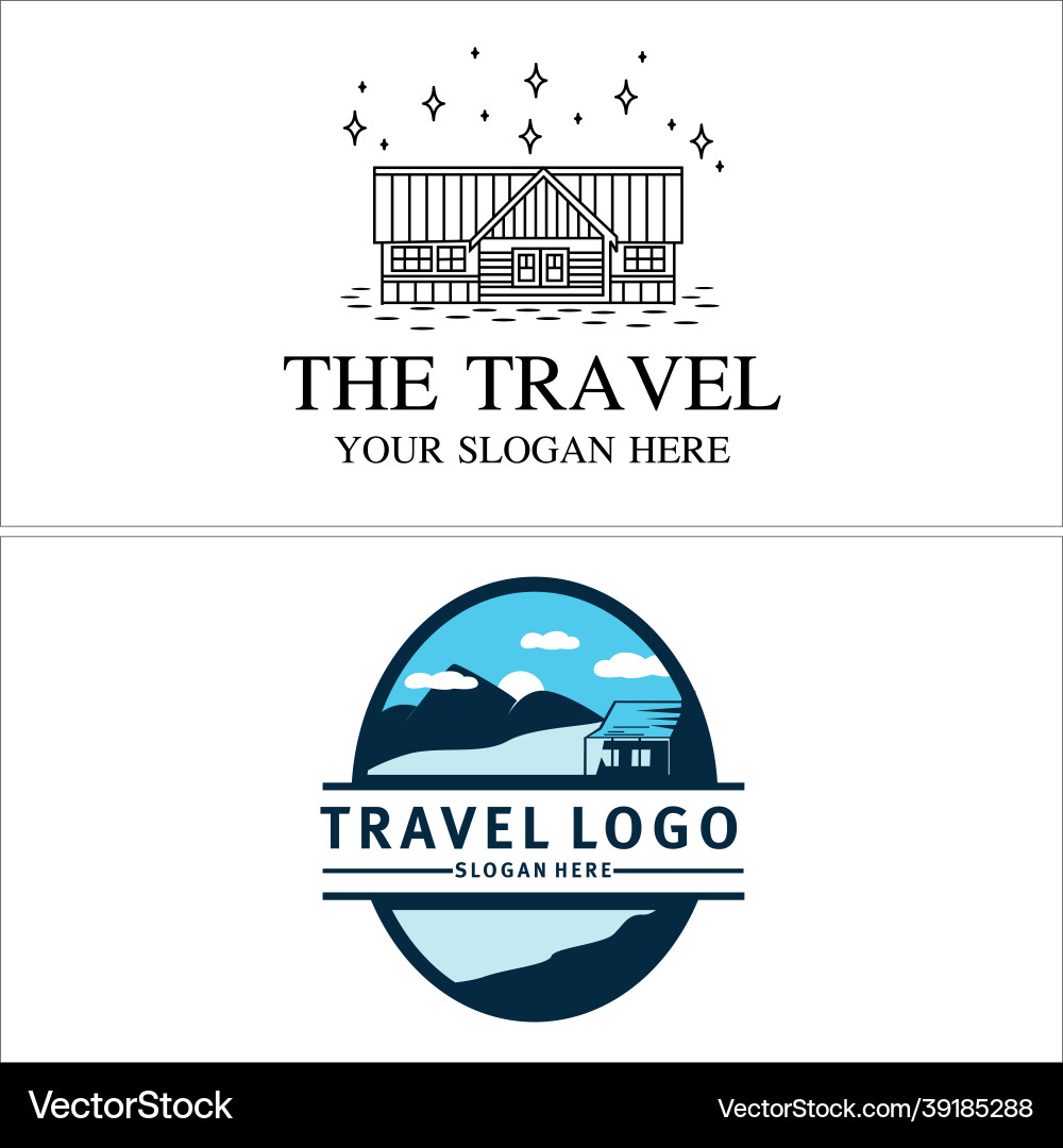 Villa cabin rental vacation camping logo design Villa cabin rental vacation camping logo design vector image
