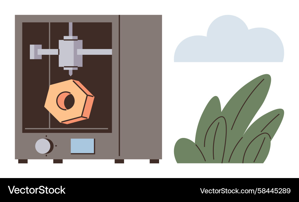 3D Printer Creating Hexagon Vector Image