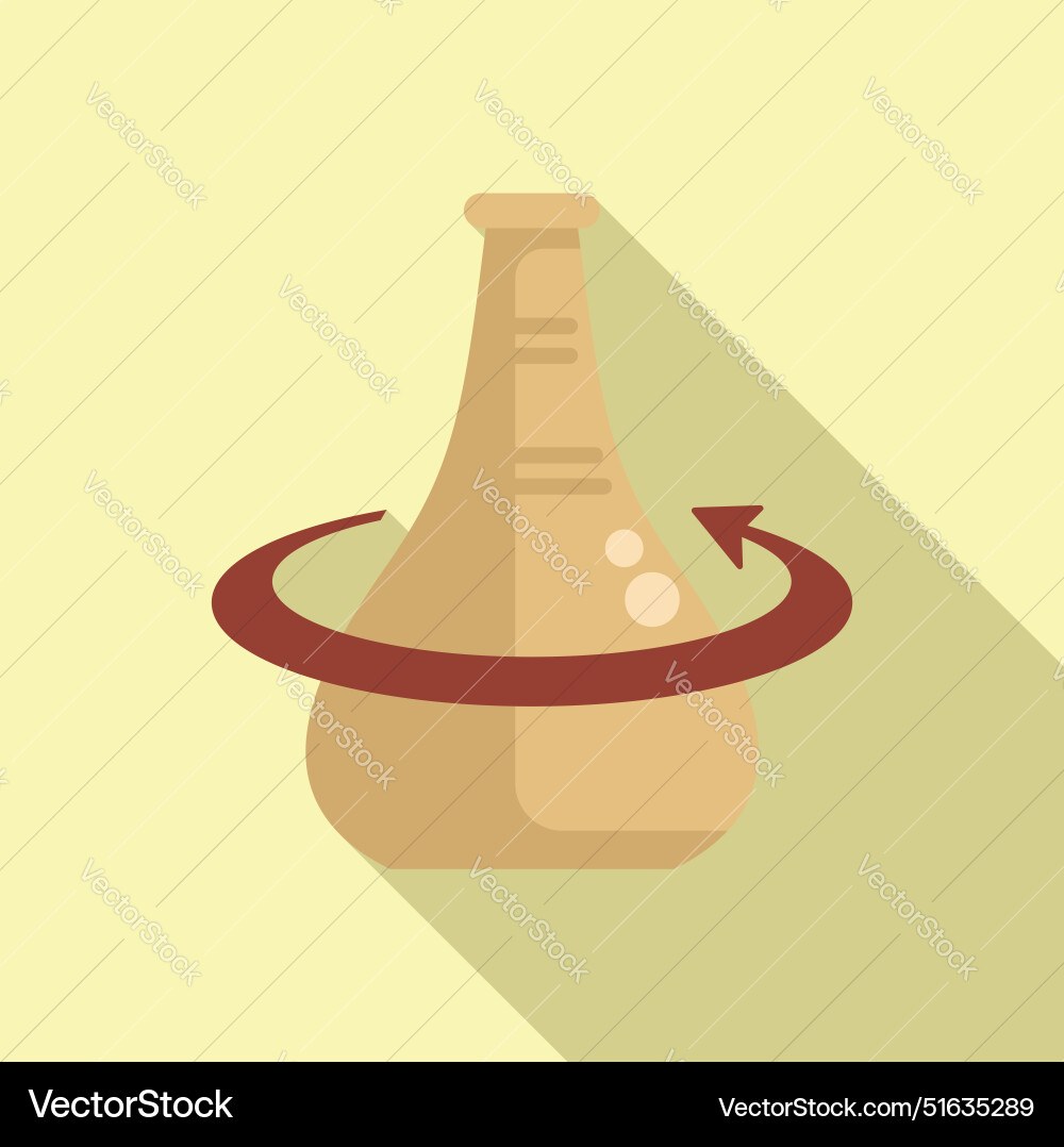 Chemical flask rotating with arrow showing Chemical flask rotating with arrow showing vector image