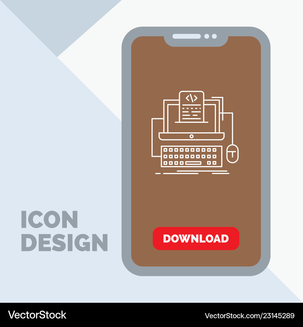 Code coding computer monoblock screen line icon Code coding computer monoblock screen line icon Vector Image