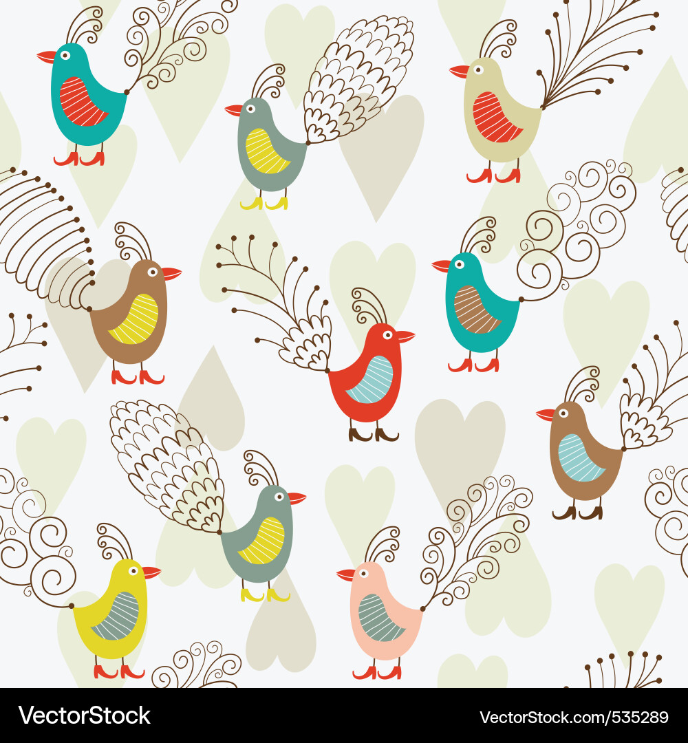 Colorful Bird Seamless Pattern Vector Image