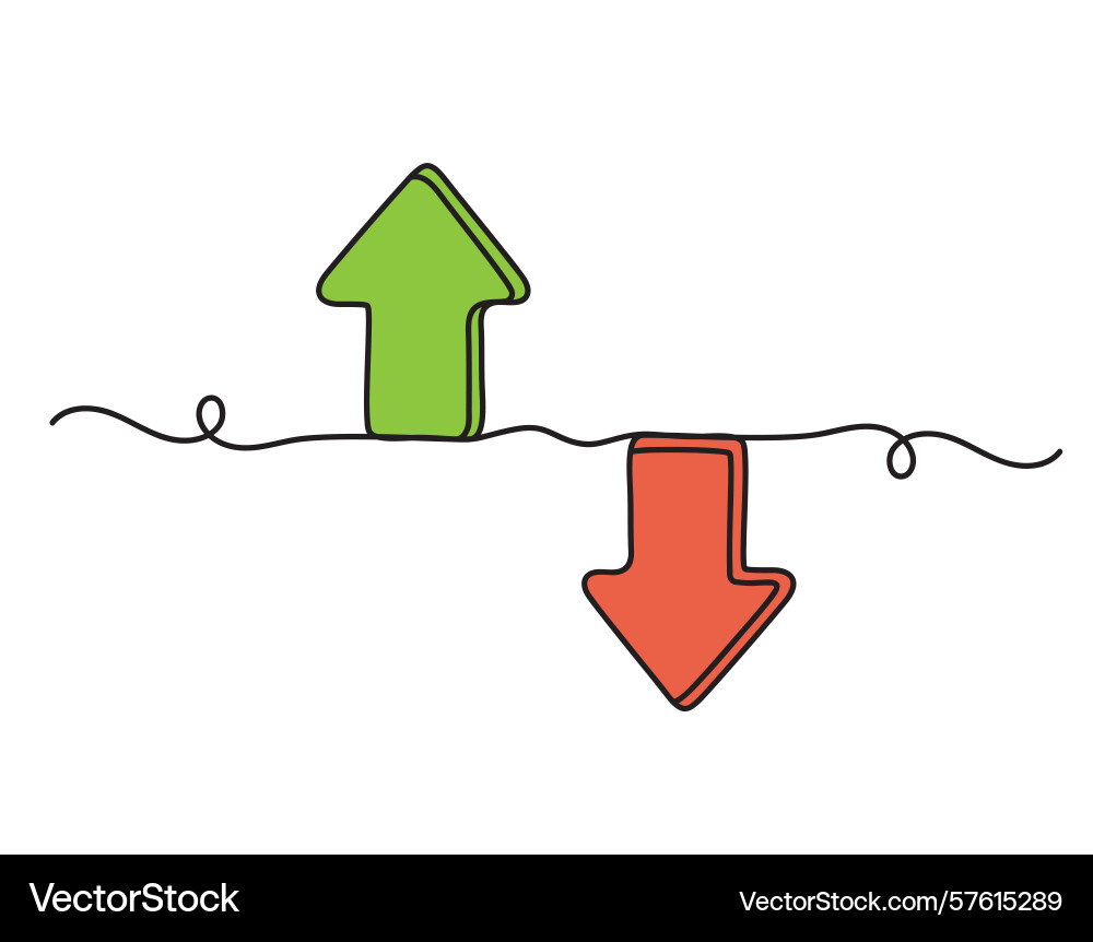 Continuous one line art arrow up and down shape vector image