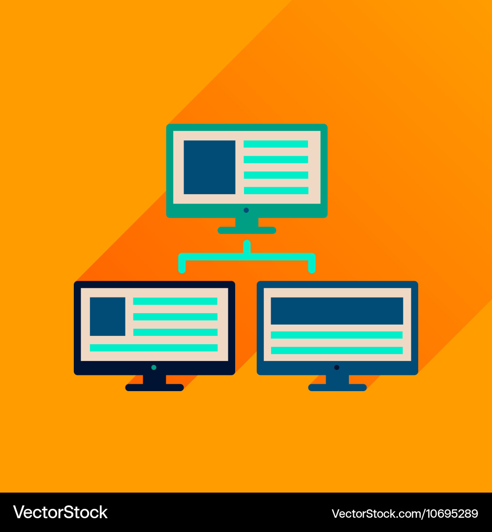 Flat icon with long shadow computer network Vector Image