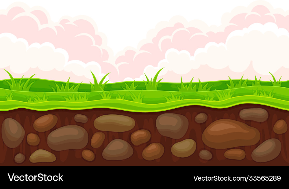 Game platform with uneven terrain and environment Game platform with uneven terrain and environment Vector Image