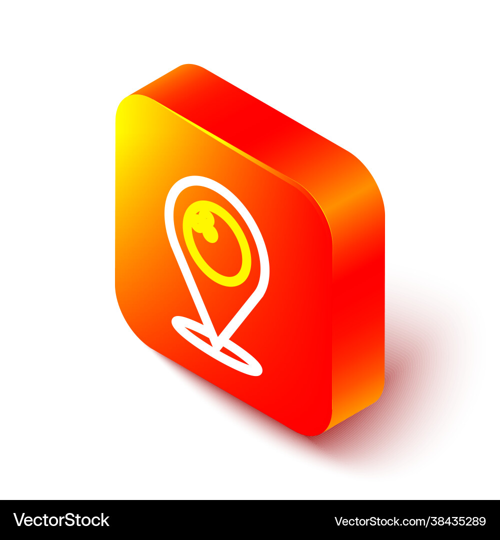 Isometric line map pointer with bowling ball icon vector image