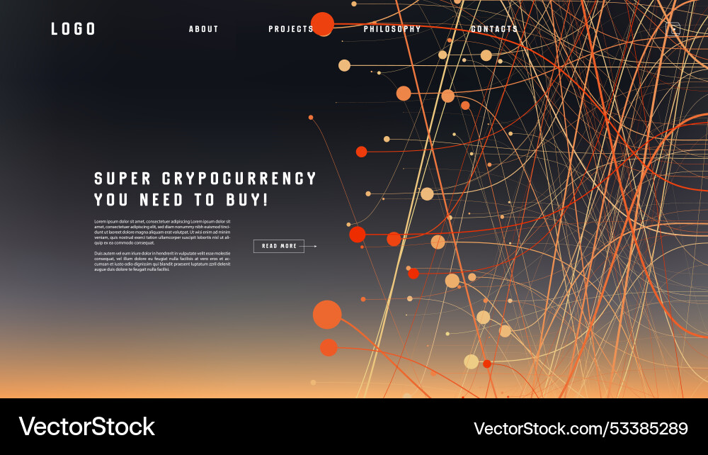 Landing page abstract design with big data vector image