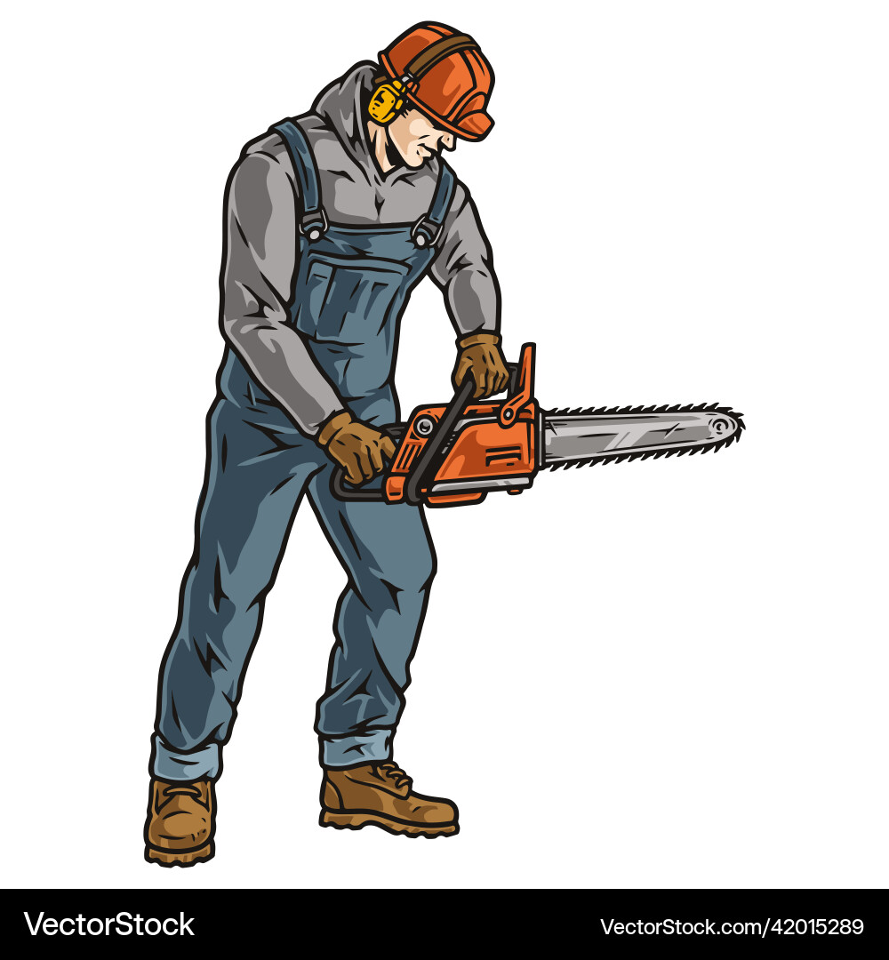 Logger in Hardhat with Chainsaw vector image