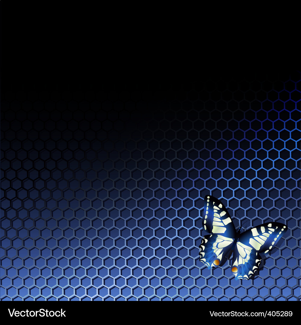 Metallic Tech Background with Butterfly Vector Image