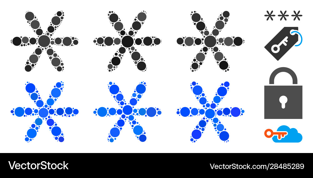 Password code mosaic icon spheric items Vector Image