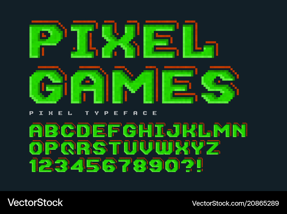 Retro 8-bit Pixel Font vector image