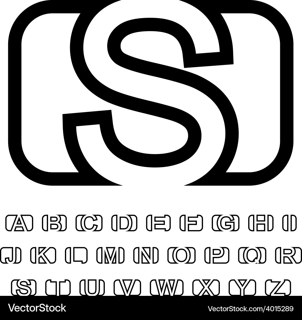 Rounded square contour font alphabet Vector Image