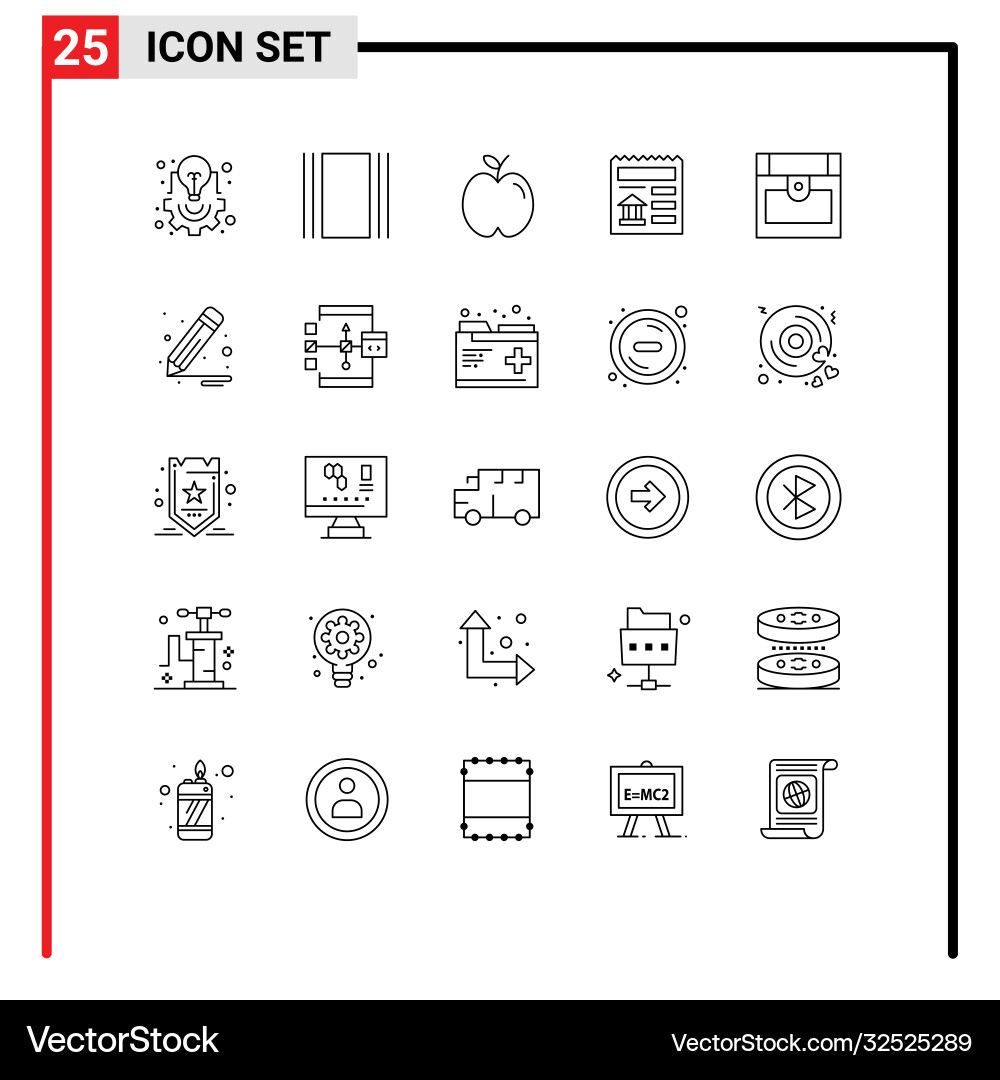 Set 25 lines on grid for chest ui layout Vector Image