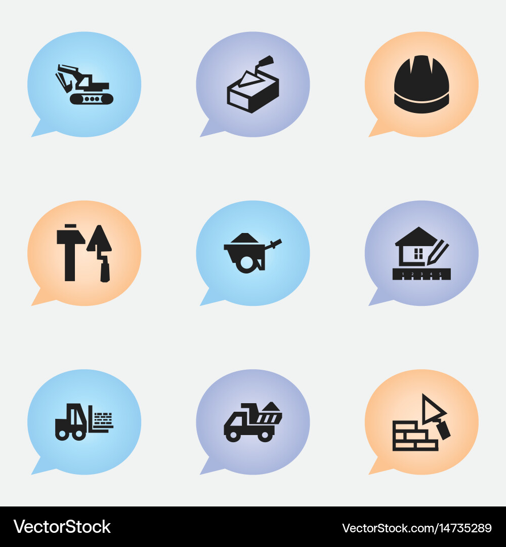 Set of 9 editable building icons includes symbols Vector Image