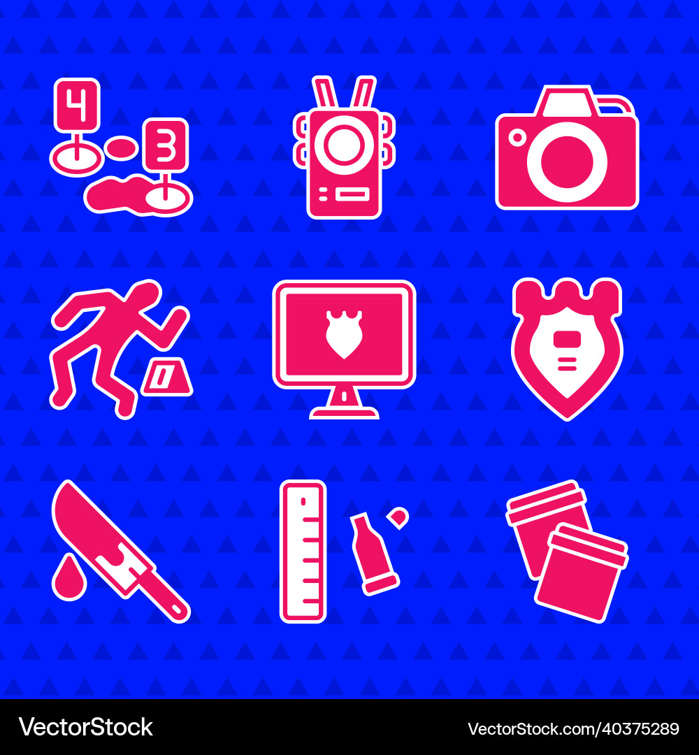 Set police database bullet casing with ruler Vector Image