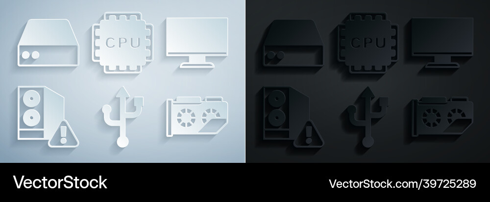 Set usb computer monitor screen case Set usb computer monitor screen case Vector Image