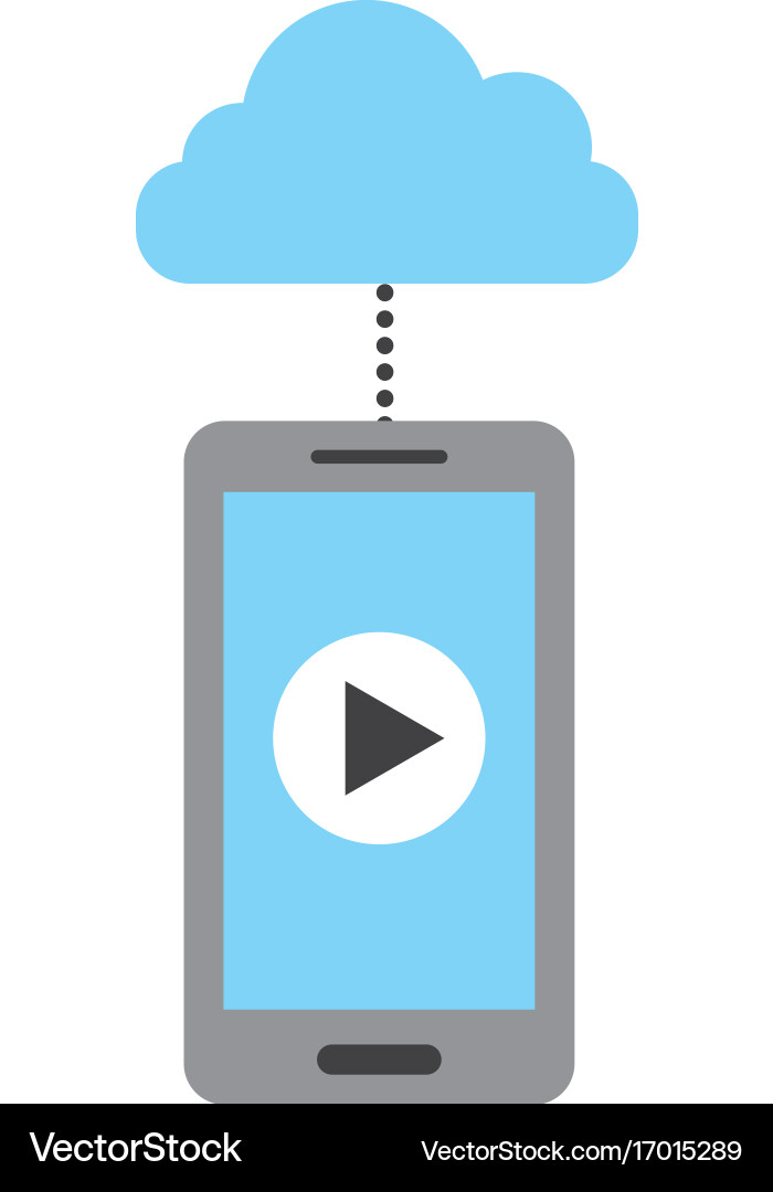 Smartphone and cloud computing with media player Vector Image
