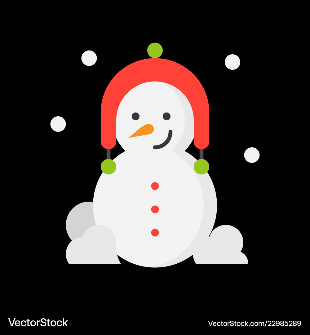 Snowman icon in flat design for use as material Vector Image