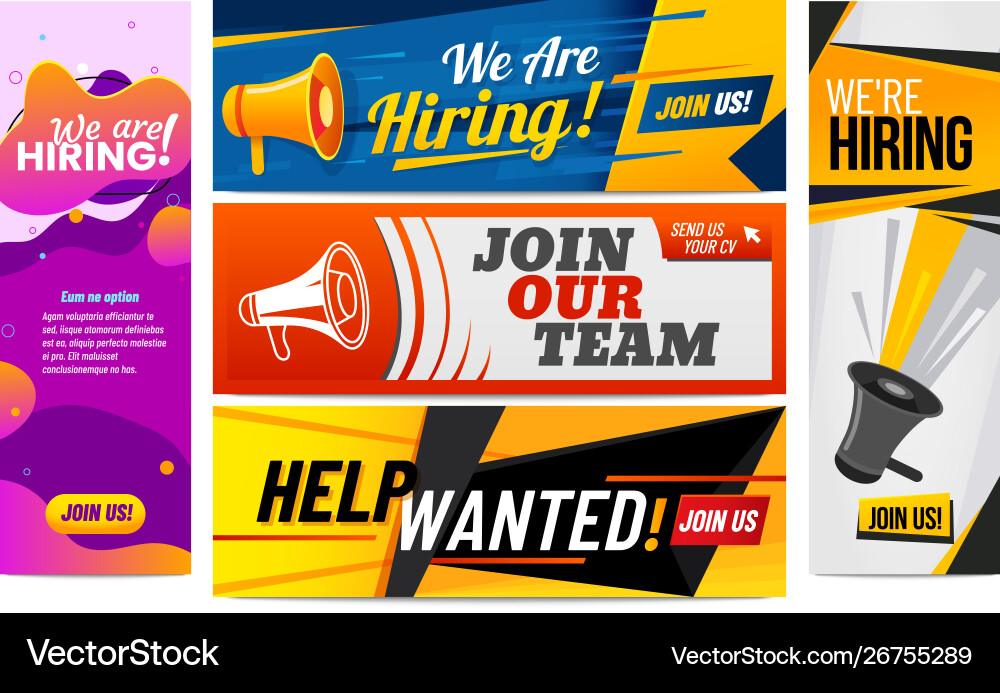 We are hiring banners join our team vacancy We are hiring banners join our team vacancy vector image