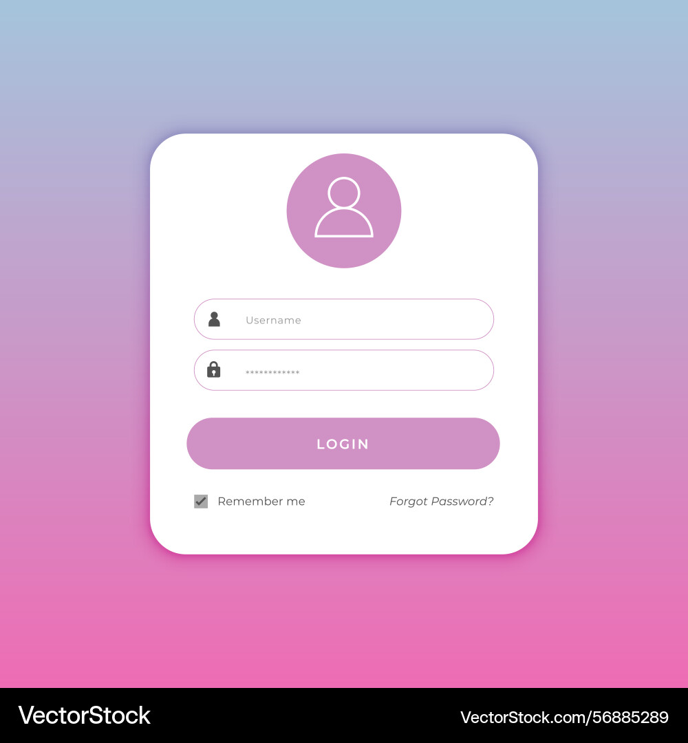Web application login form template for online Vector Image