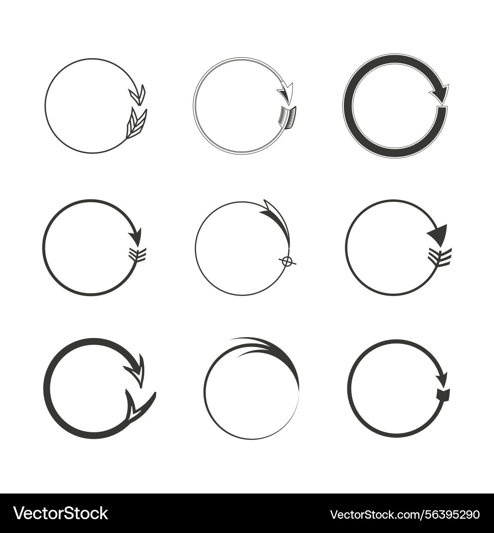Circular arrow icons cycle rotation symbols round Circular arrow icons cycle rotation symbols round vector image