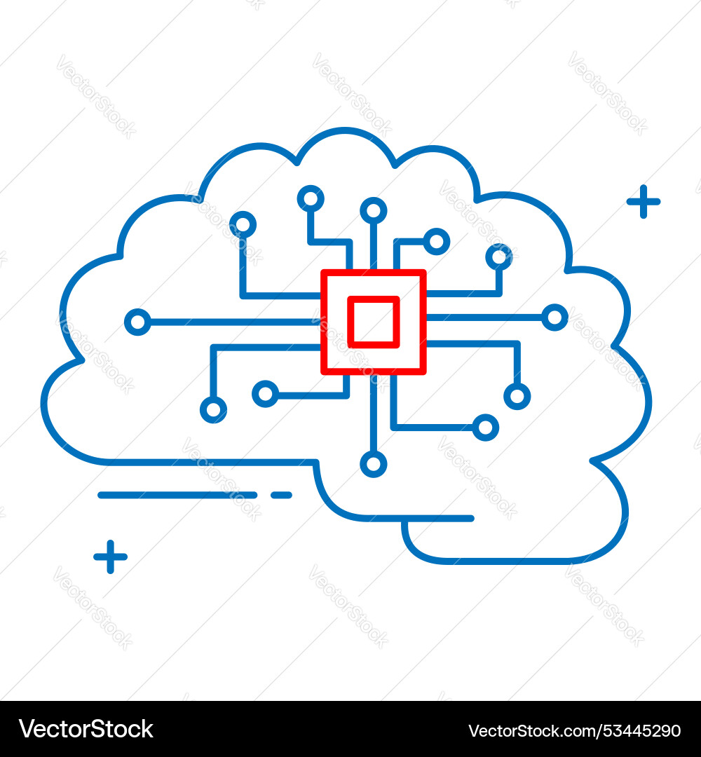 Cognitive computing and ai brain icon design vector image