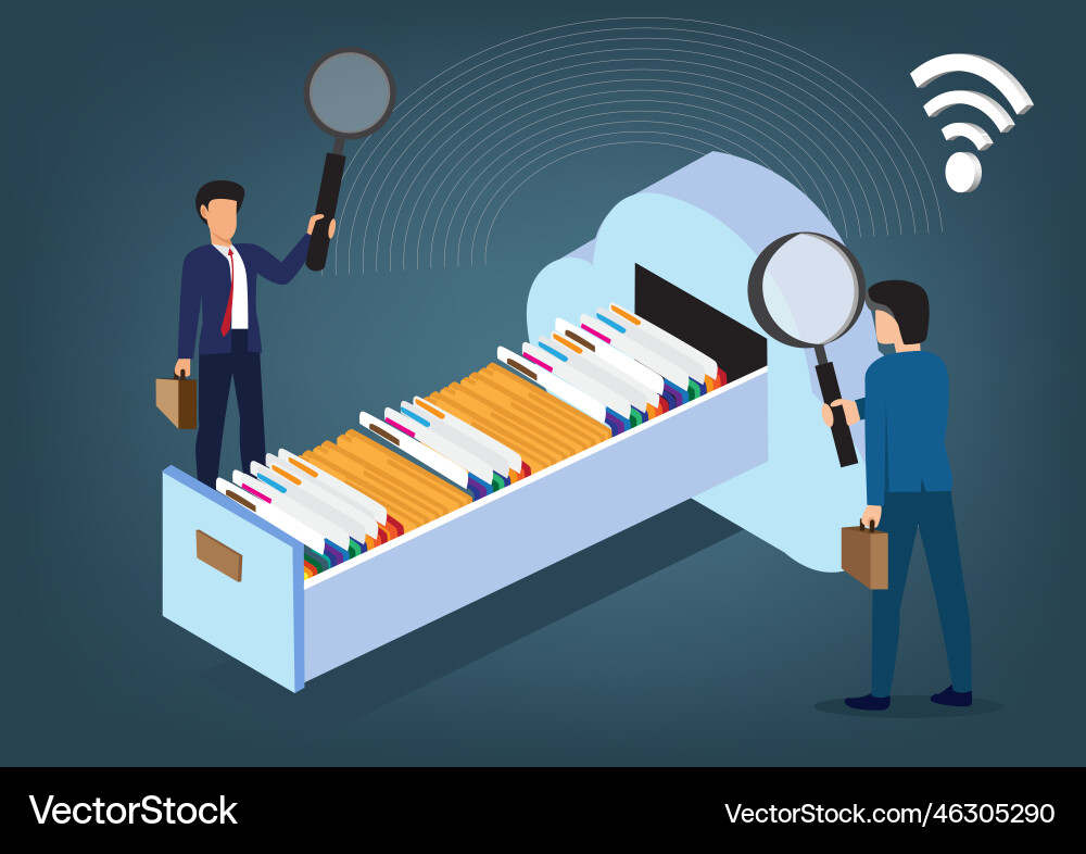 Computer cloud database sharing file storage Vector Image
