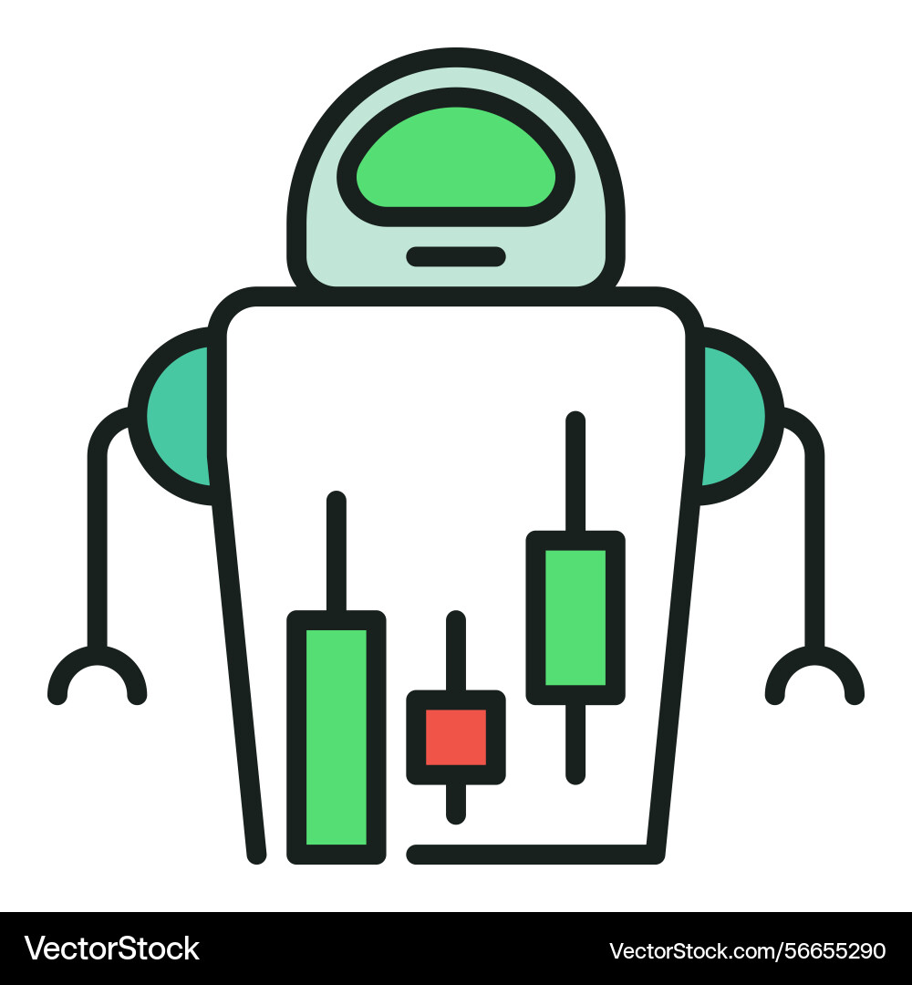 Cryptocurrency robot trader stock trading bot vector image