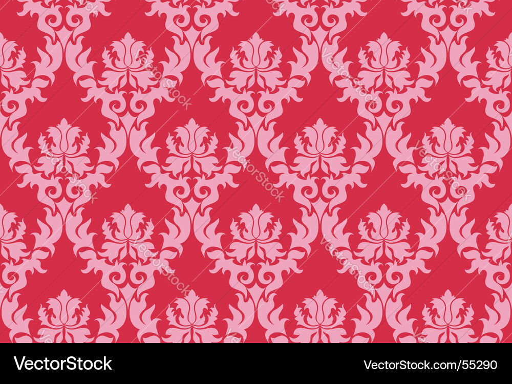 Elegant Red Damask Pattern Vector Image