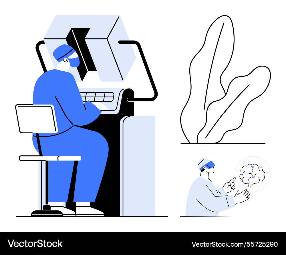 Futuristic scientist working on ai development Futuristic scientist working on ai development vector image