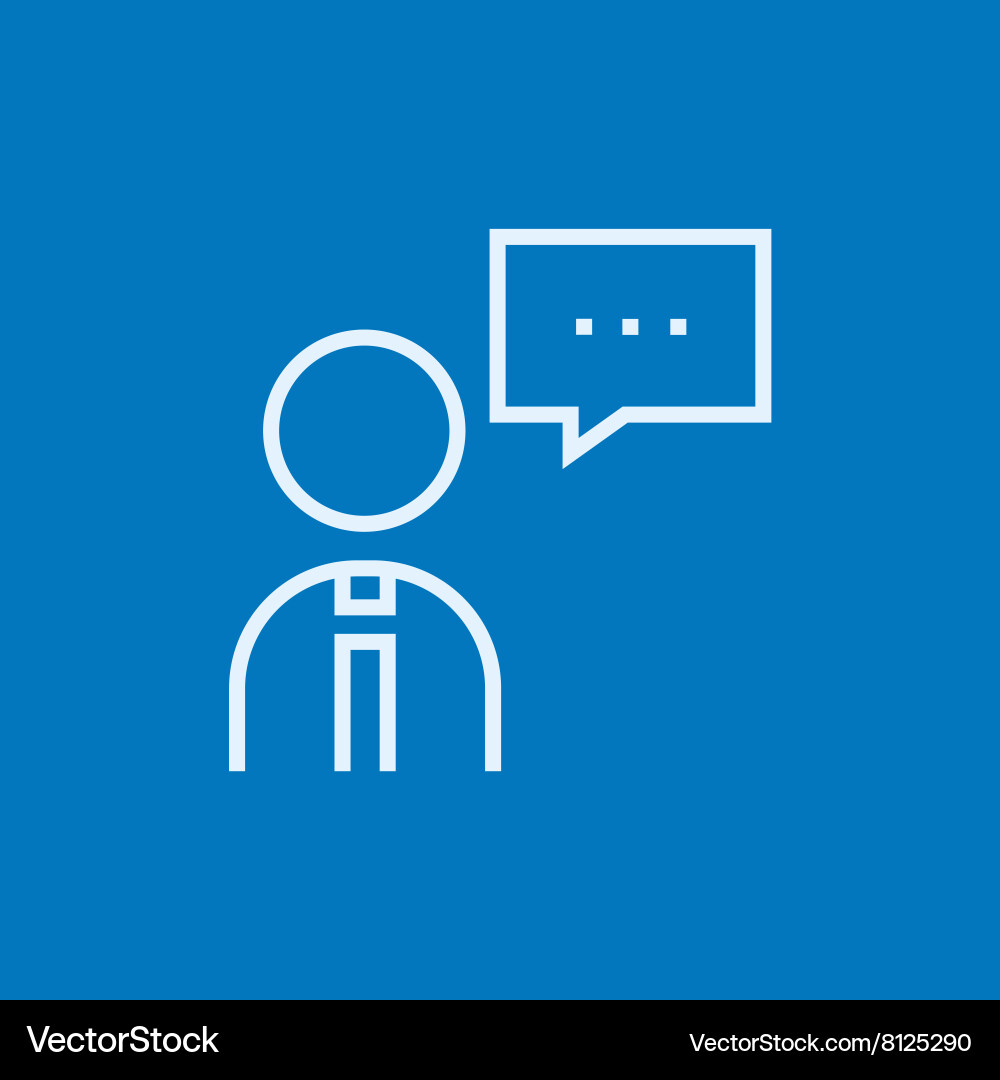 Man with speech square line icon Vector Image