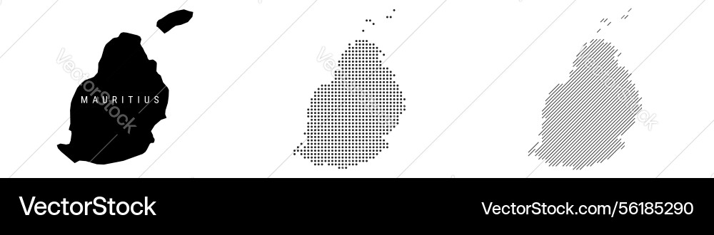 Mauritius silhouette map and two patterns of dots Mauritius silhouette map and two patterns of dots vector image