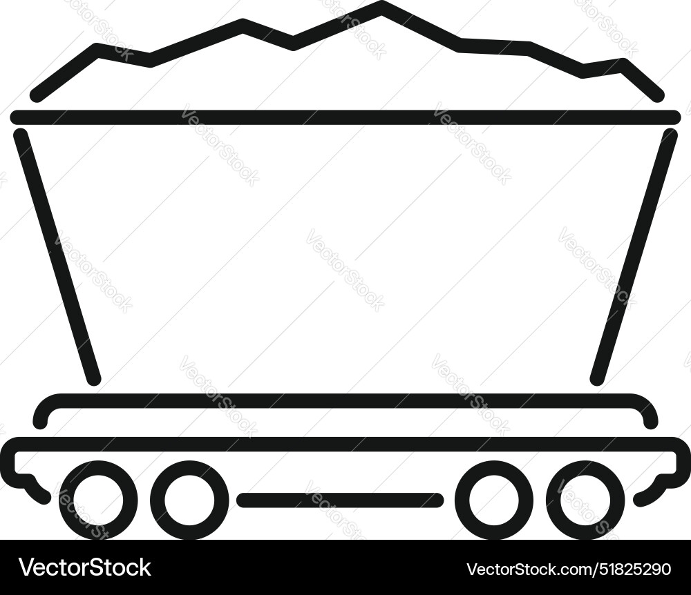 Mining cart full of coal moving on rails icon Mining cart full of coal moving on rails icon vector image