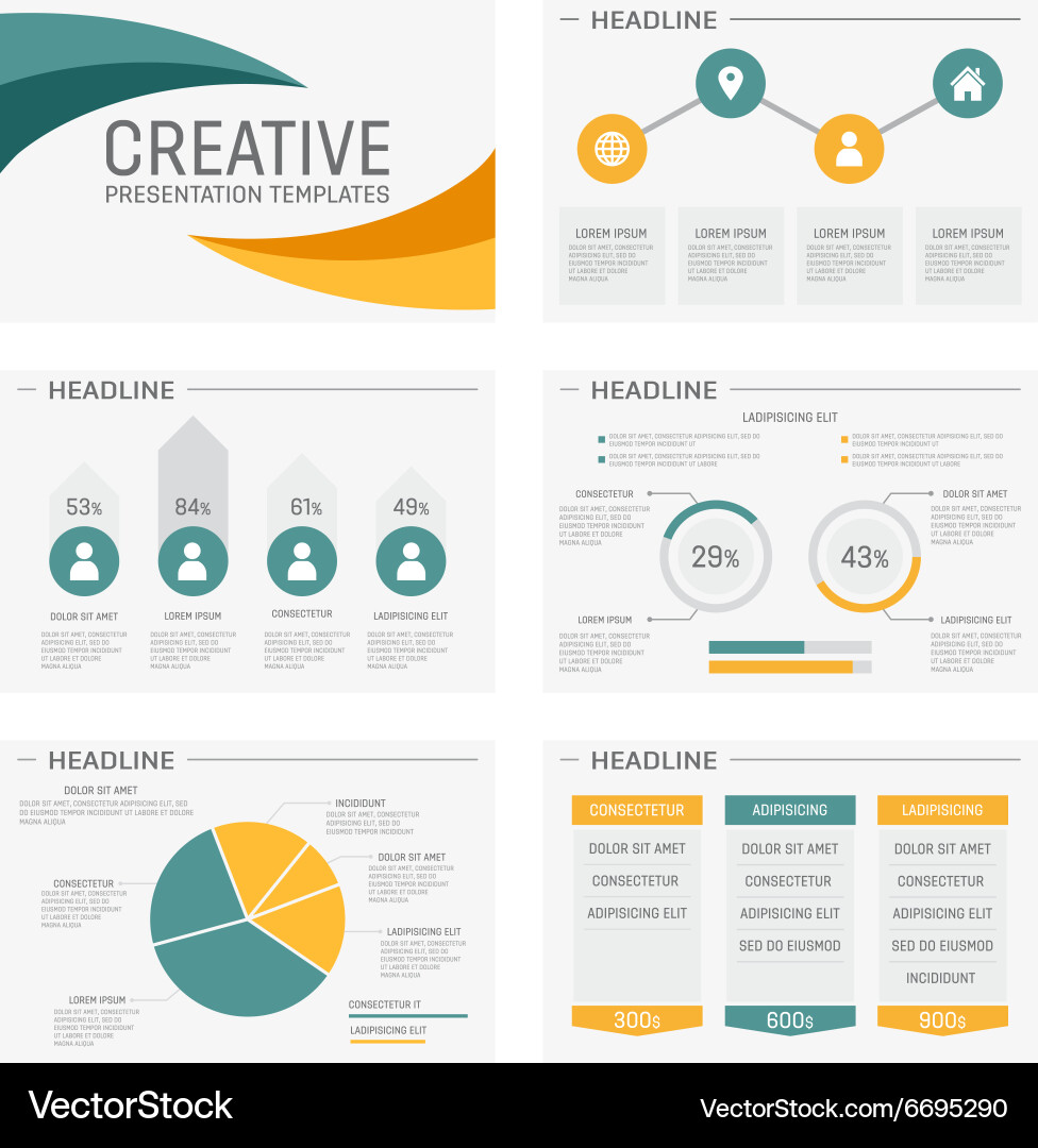 Presentation Template with Charts & Graphs vector image