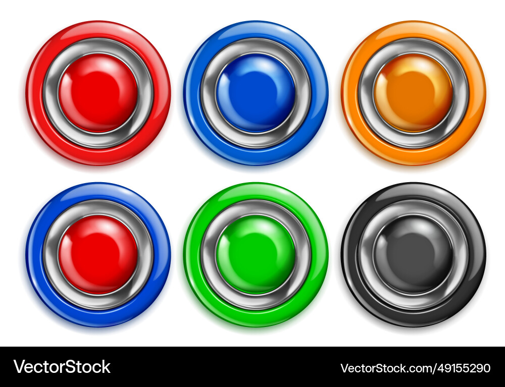 Set of buttons with metallic borders Set of buttons with metallic borders vector image