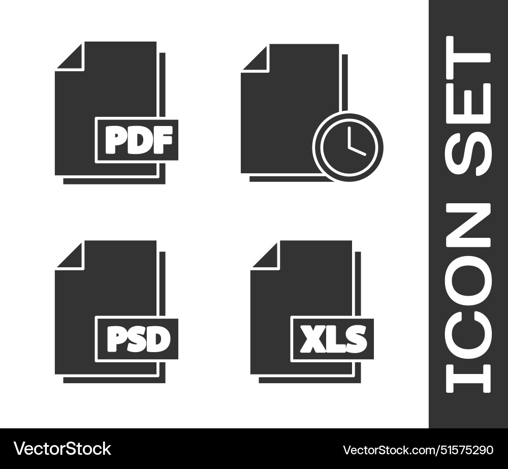 Set xls file document pdf psd Set xls file document pdf psd vector image