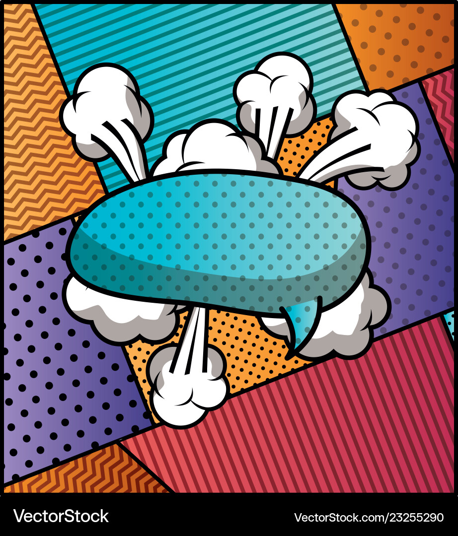 Speech bubble and set patterns pop art style Speech bubble and set patterns pop art style Vector Image