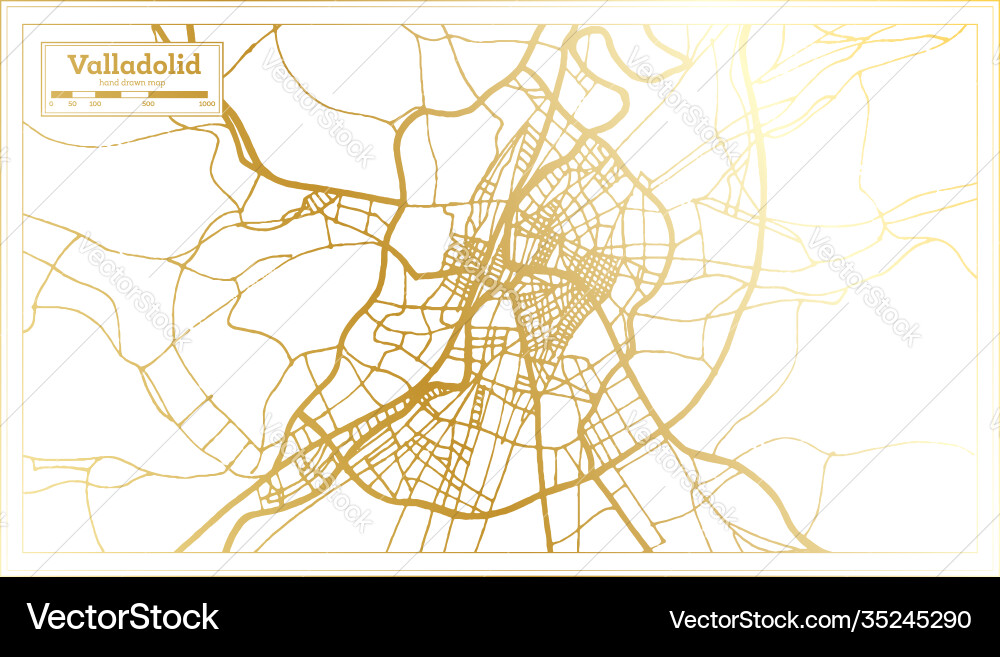 Valladolid spain city map in retro style vector image