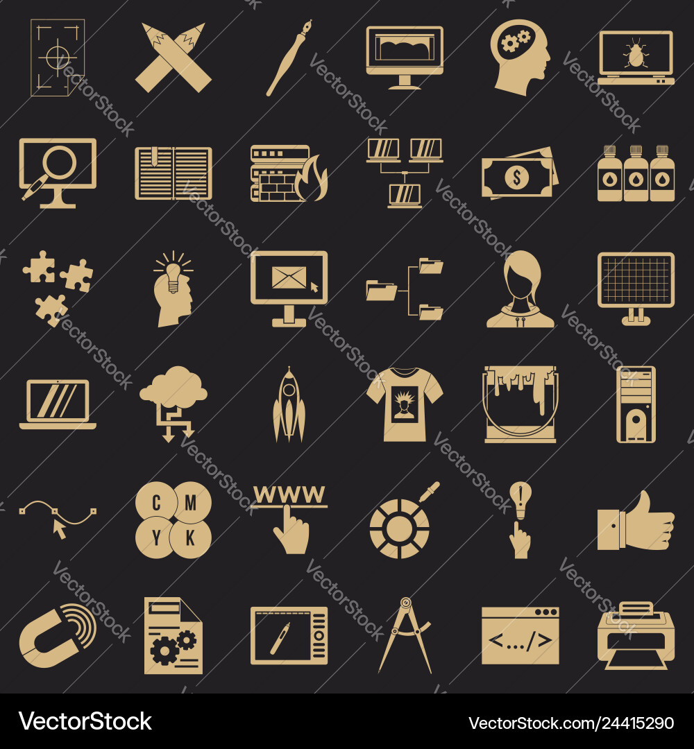 Web designer icons set simple style Web designer icons set simple style vector image