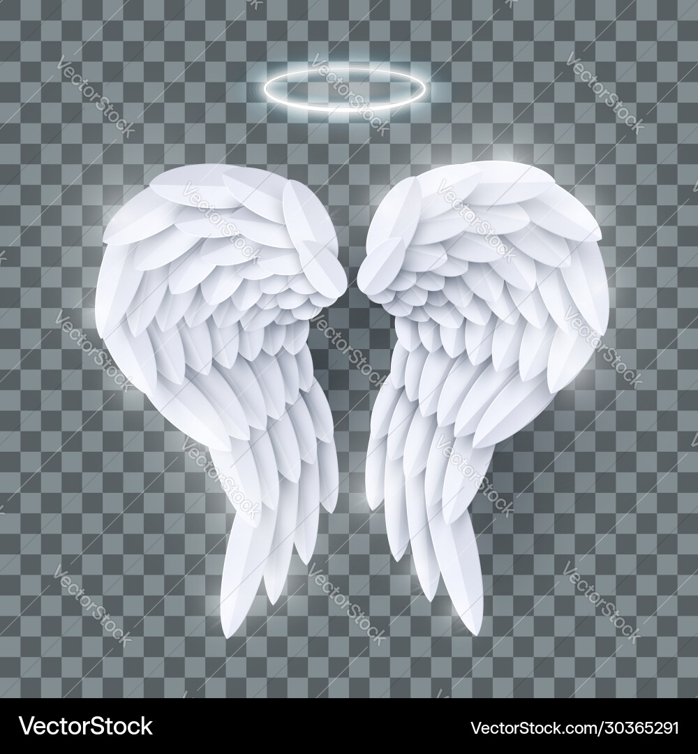 3d white realistic layered paper cut angel vector image