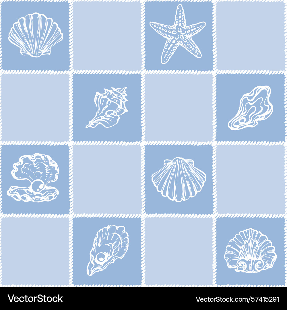 Coastal seamless pattern with seashells vector image