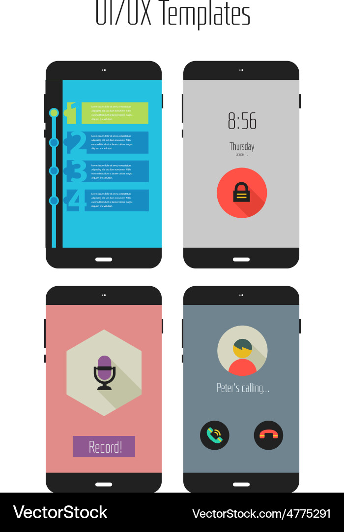 Flat ui or ux mobile apps kit Vector Image