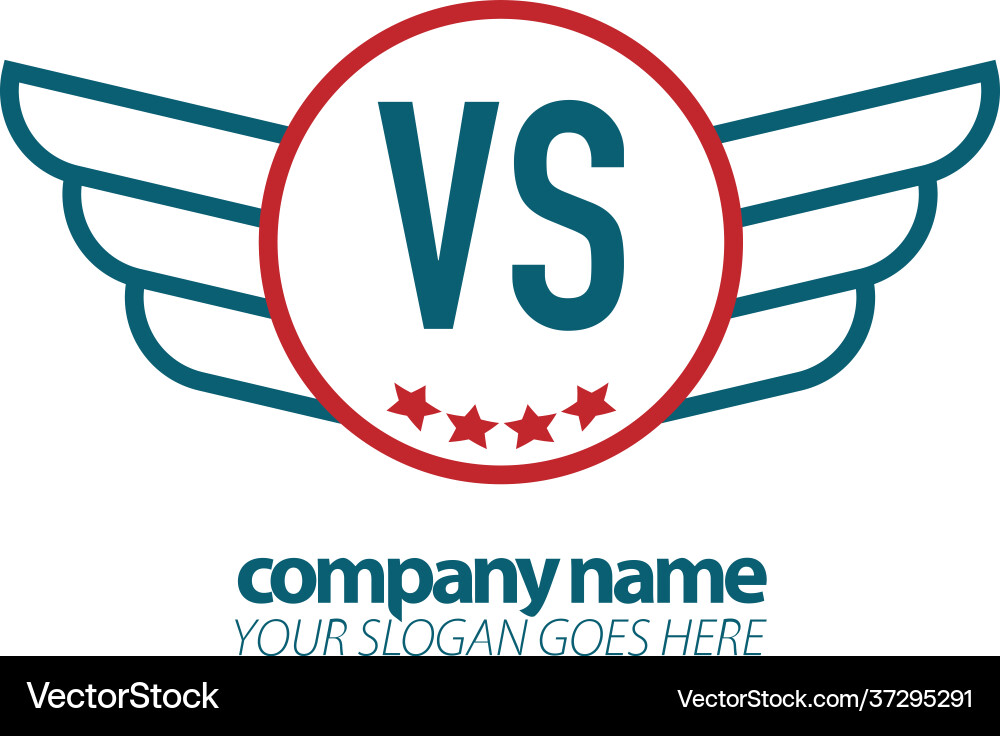 Initial letter vs wing logo design template Initial letter vs wing logo design template Vector Image